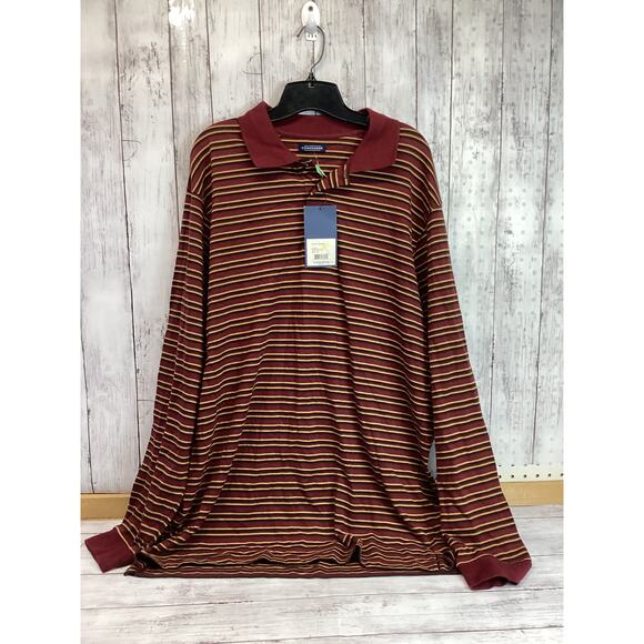 Consensus Men's Pheasant Red 100% Cotton Long Sleeve Polo Shirt Size X-Large - Picture 1 of 5